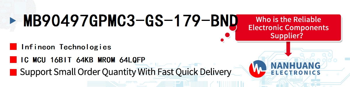 MB90497GPMC3-GS-179-BND Infineon IC MCU 16BIT 64KB MROM 64LQFP