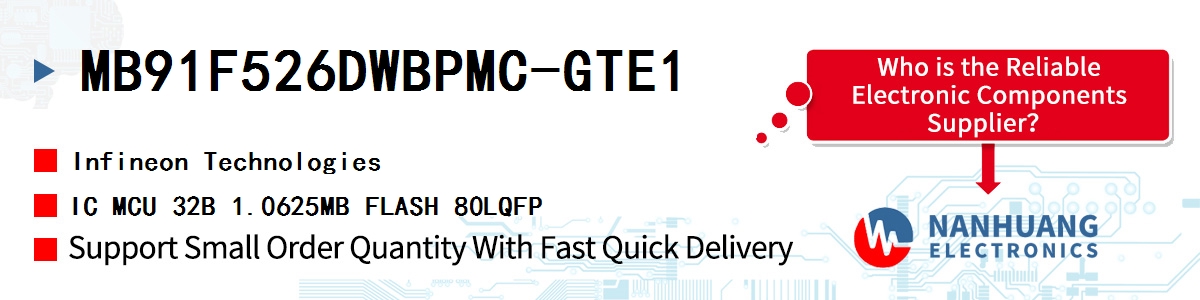 MB91F526DWBPMC-GTE1 Infineon IC MCU 32B 1.0625MB FLASH 80LQFP