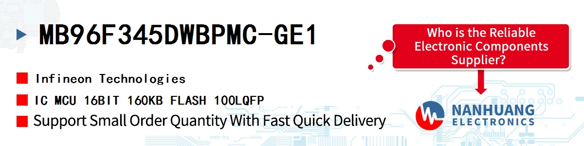 MB96F345DWBPMC-GE1 Infineon IC MCU 16BIT 160KB FLASH 100LQFP