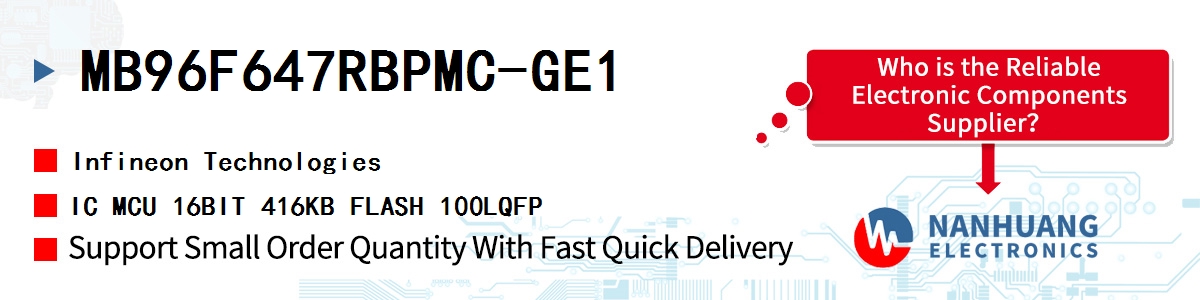 MB96F647RBPMC-GE1 Infineon IC MCU 16BIT 416KB FLASH 100LQFP