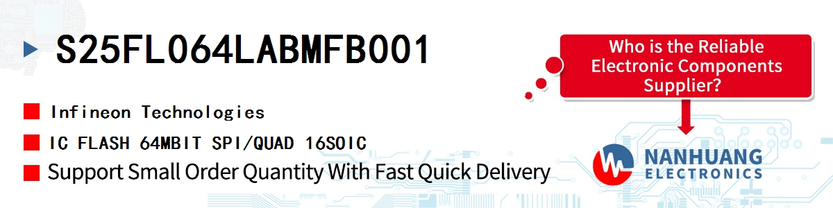 S25FL064LABMFB001 Infineon IC FLASH 64MBIT SPI/QUAD 16SOIC