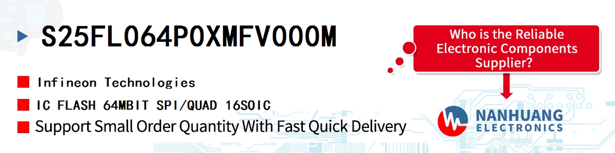 S25FL064P0XMFV000M Infineon IC FLASH 64MBIT SPI/QUAD 16SOIC