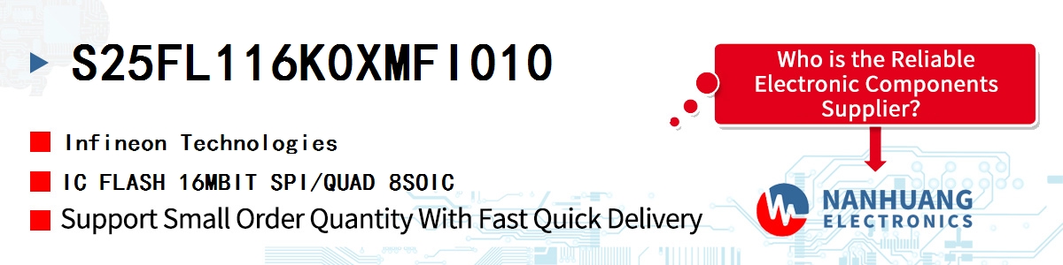 S25FL116K0XMFI010 Infineon IC FLASH 16MBIT SPI/QUAD 8SOIC