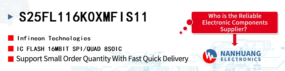 S25FL116K0XMFIS11 Infineon IC FLASH 16MBIT SPI/QUAD 8SOIC