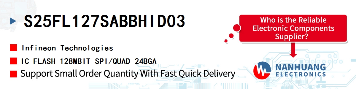 S25FL127SABBHID03 Infineon IC FLASH 128MBIT SPI/QUAD 24BGA