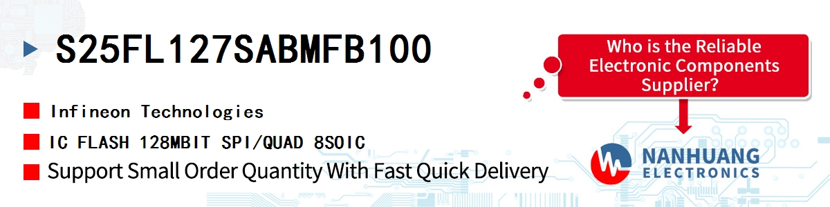 S25FL127SABMFB100 Infineon IC FLASH 128MBIT SPI/QUAD 8SOIC