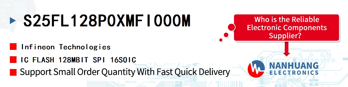 S25FL128P0XMFI000M Infineon IC FLASH 128MBIT SPI 16SOIC