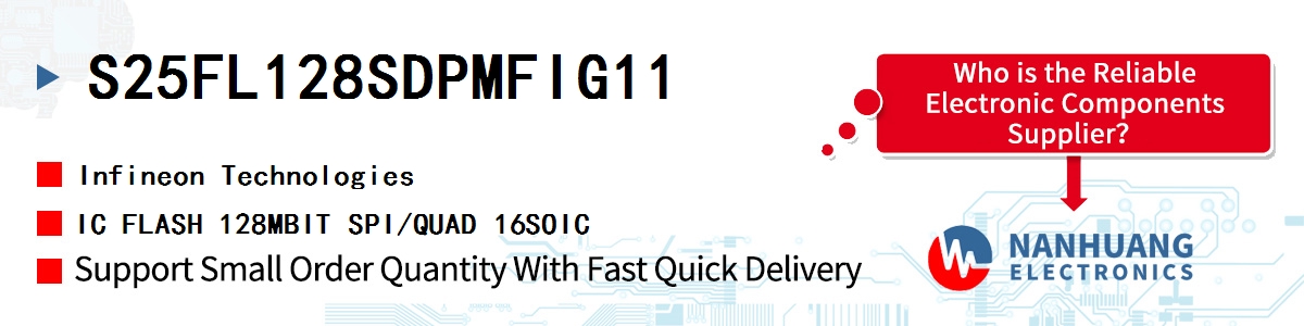 S25FL128SDPMFIG11 Infineon IC FLASH 128MBIT SPI/QUAD 16SOIC