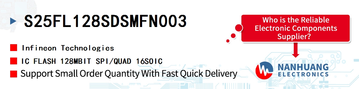 S25FL128SDSMFN003 Infineon IC FLASH 128MBIT SPI/QUAD 16SOIC