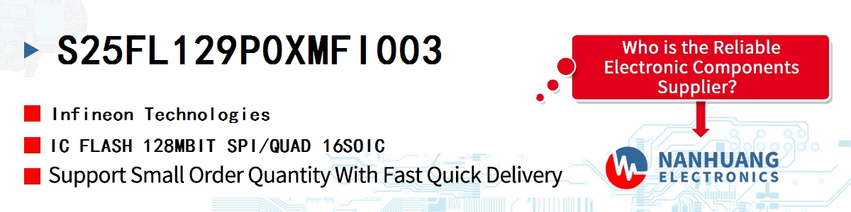 S25FL129P0XMFI003 Infineon IC FLASH 128MBIT SPI/QUAD 16SOIC