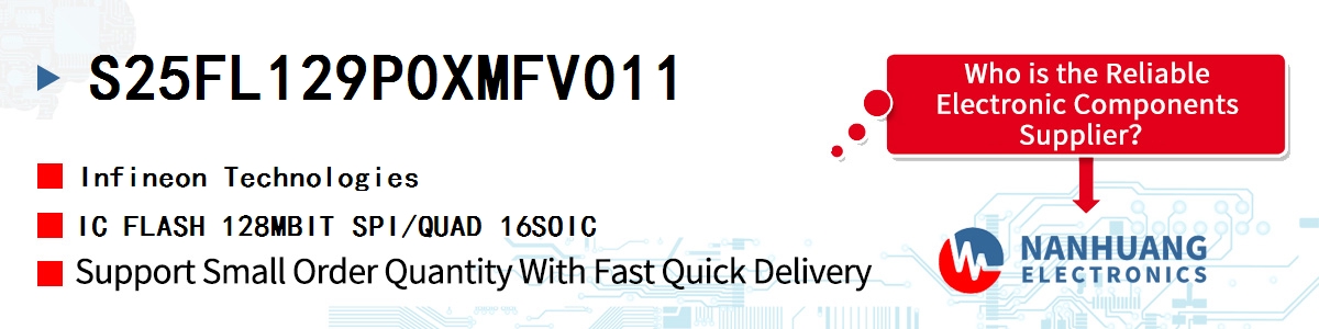 S25FL129P0XMFV011 Infineon IC FLASH 128MBIT SPI/QUAD 16SOIC