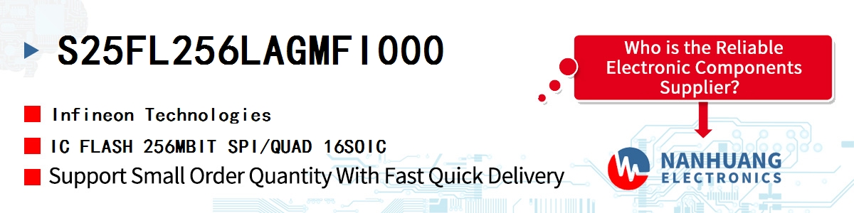 S25FL256LAGMFI000 Infineon IC FLASH 256MBIT SPI/QUAD 16SOIC