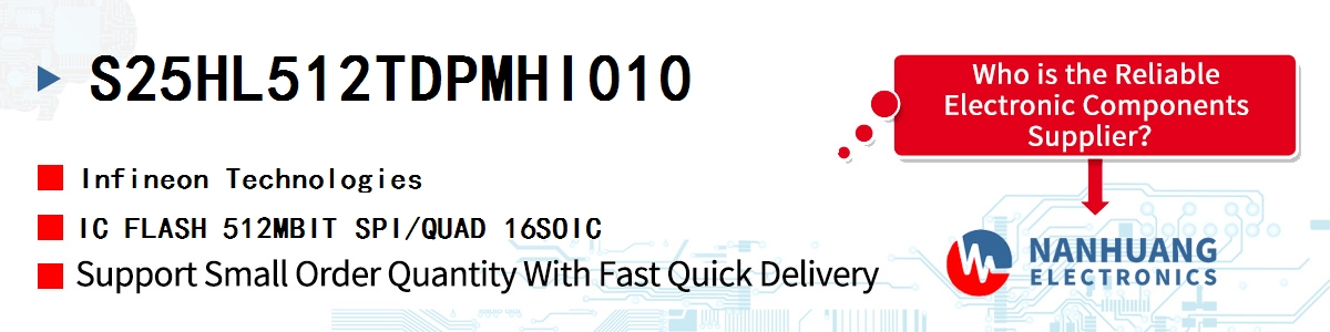 S25HL512TDPMHI010 Infineon IC FLASH 512MBIT SPI/QUAD 16SOIC