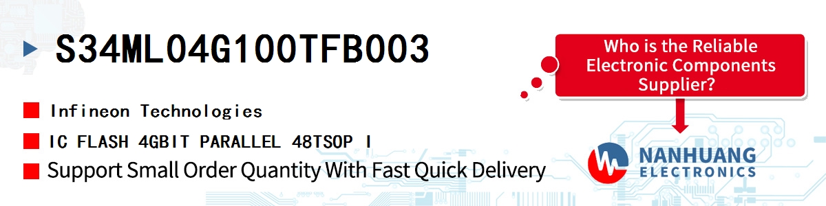 S34ML04G100TFB003 Infineon IC FLASH 4GBIT PARALLEL 48TSOP I