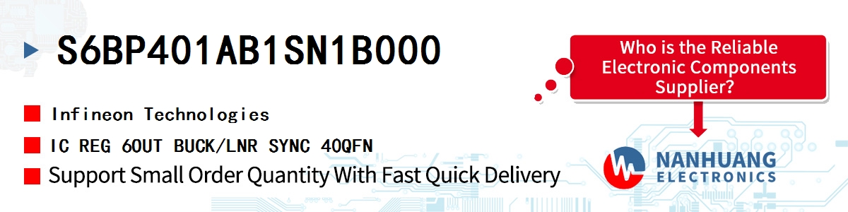 S6BP401AB1SN1B000 Infineon IC REG 6OUT BUCK/LNR SYNC 40QFN