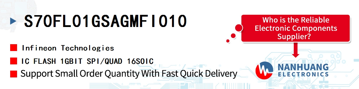 S70FL01GSAGMFI010 Infineon IC FLASH 1GBIT SPI/QUAD 16SOIC