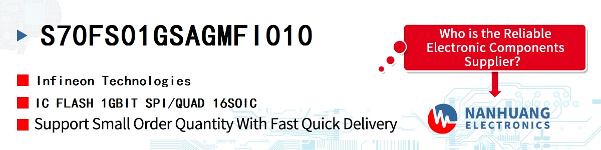 S70FS01GSAGMFI010 Infineon IC FLASH 1GBIT SPI/QUAD 16SOIC