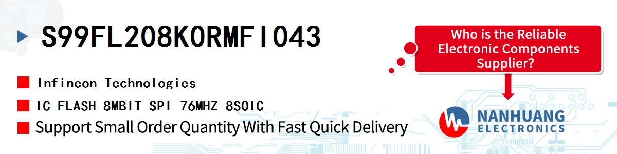 S99FL208K0RMFI043 Infineon IC FLASH 8MBIT SPI 76MHZ 8SOIC