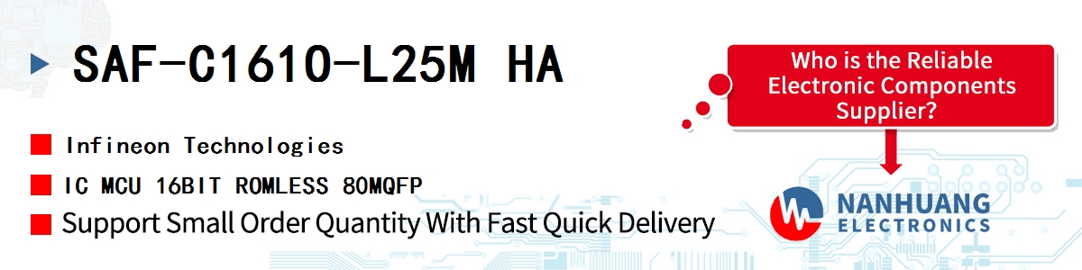 SAF-C161O-L25M HA Infineon IC MCU 16BIT ROMLESS 80MQFP