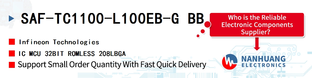 SAF-TC1100-L100EB-G BB Infineon IC MCU 32BIT ROMLESS 208LBGA