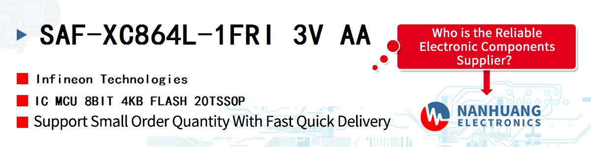 SAF-XC864L-1FRI 3V AA Infineon IC MCU 8BIT 4KB FLASH 20TSSOP