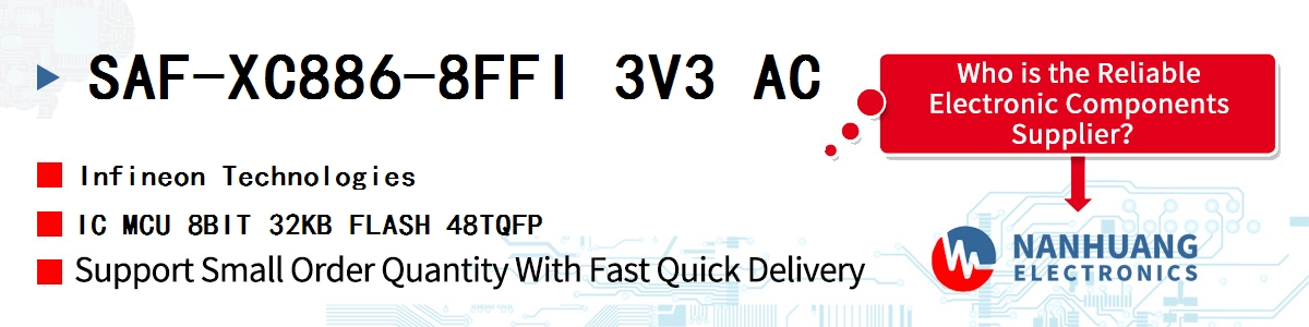 SAF-XC886-8FFI 3V3 AC Infineon IC MCU 8BIT 32KB FLASH 48TQFP