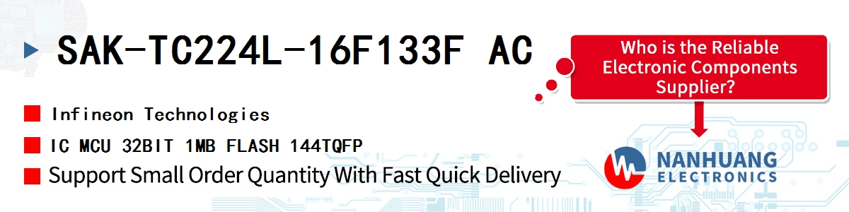 SAK-TC224L-16F133F AC Infineon IC MCU 32BIT 1MB FLASH 144TQFP