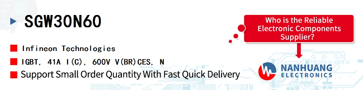 SGW30N60 Infineon IGBT, 41A I(C), 600V V(BR)CES, N