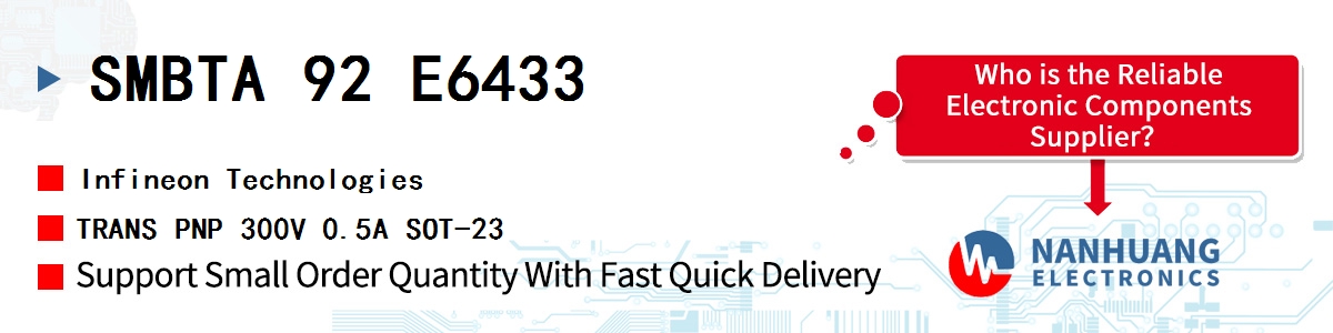 SMBTA92E6433 Infineon SMALL SIGNAL BIPOLAR TRANSISTOR