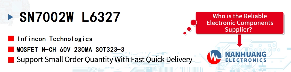 SN7002W L6327 Infineon MOSFET N-CH 60V 230MA SOT323-3