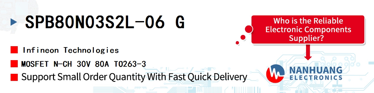 SPB80N03S2L-06 G Infineon MOSFET N-CH 30V 80A TO263-3