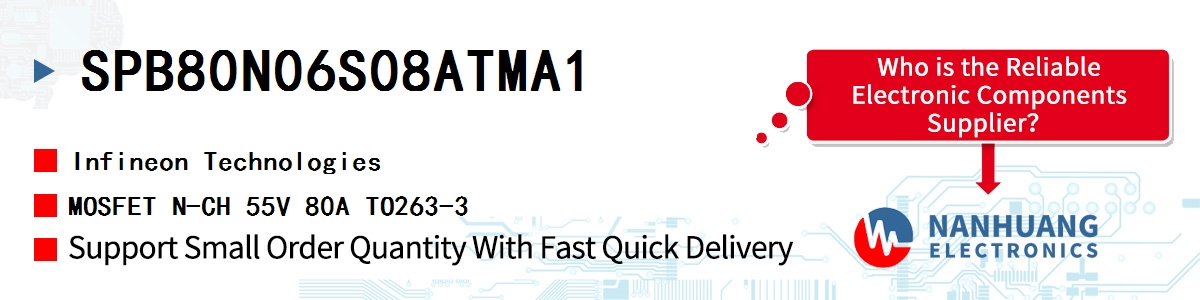 SPB80N06S08ATMA1 Infineon MOSFET N-CH 55V 80A TO263-3