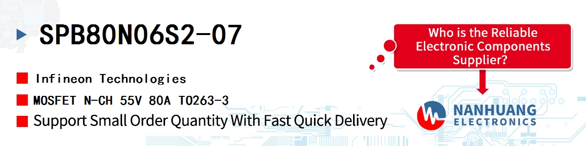 SPB80N06S2-07 Infineon MOSFET N-CH 55V 80A TO263-3