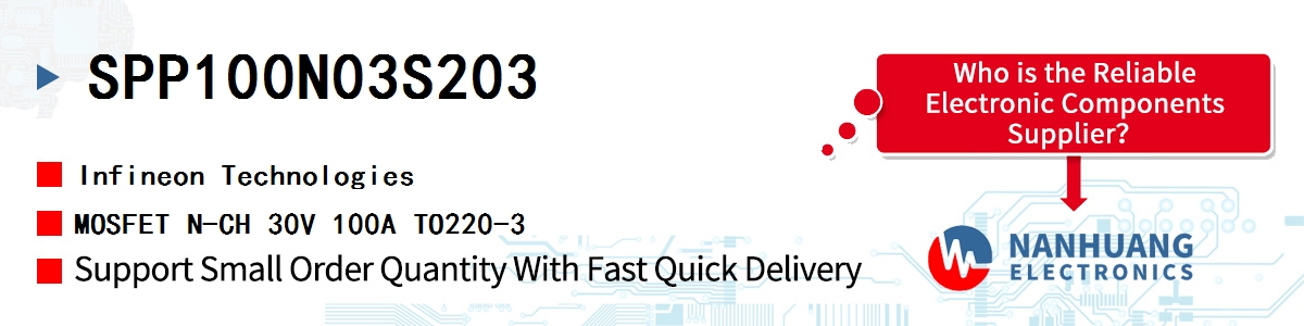 SPP100N03S203 Infineon MOSFET N-CH 30V 100A TO220-3