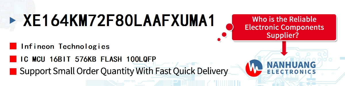 XE164KM72F80LAAFXUMA1 Infineon IC MCU 16BIT 576KB FLASH 100LQFP